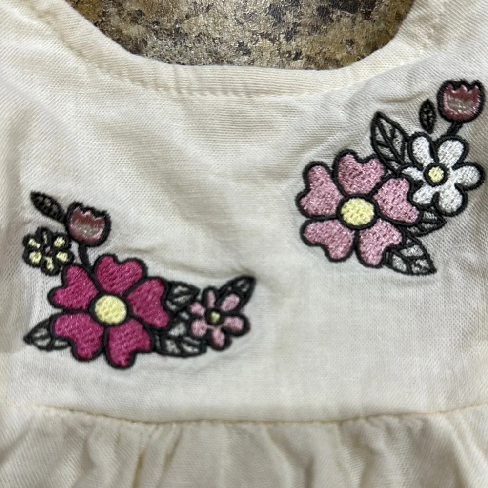 Disney Cream Diaper Cover dress with Pink Floral Design